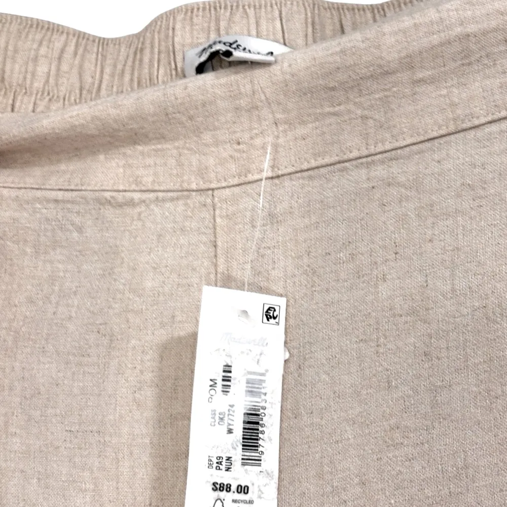 Madewell Linen Blend Neutral Beige Wide Leg Pants NWT Size 14 Stretch Waist - Image 7