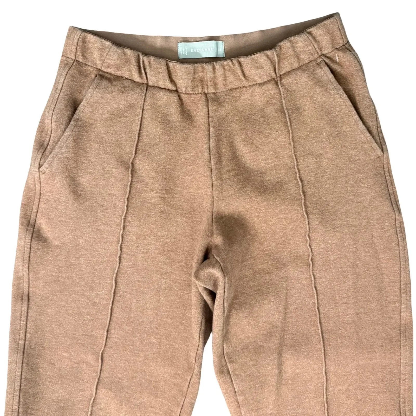 Everlane Heather Auburn Brown Dream Pant Knit Cropped Vertical Seam Pants sz XS - Image 11