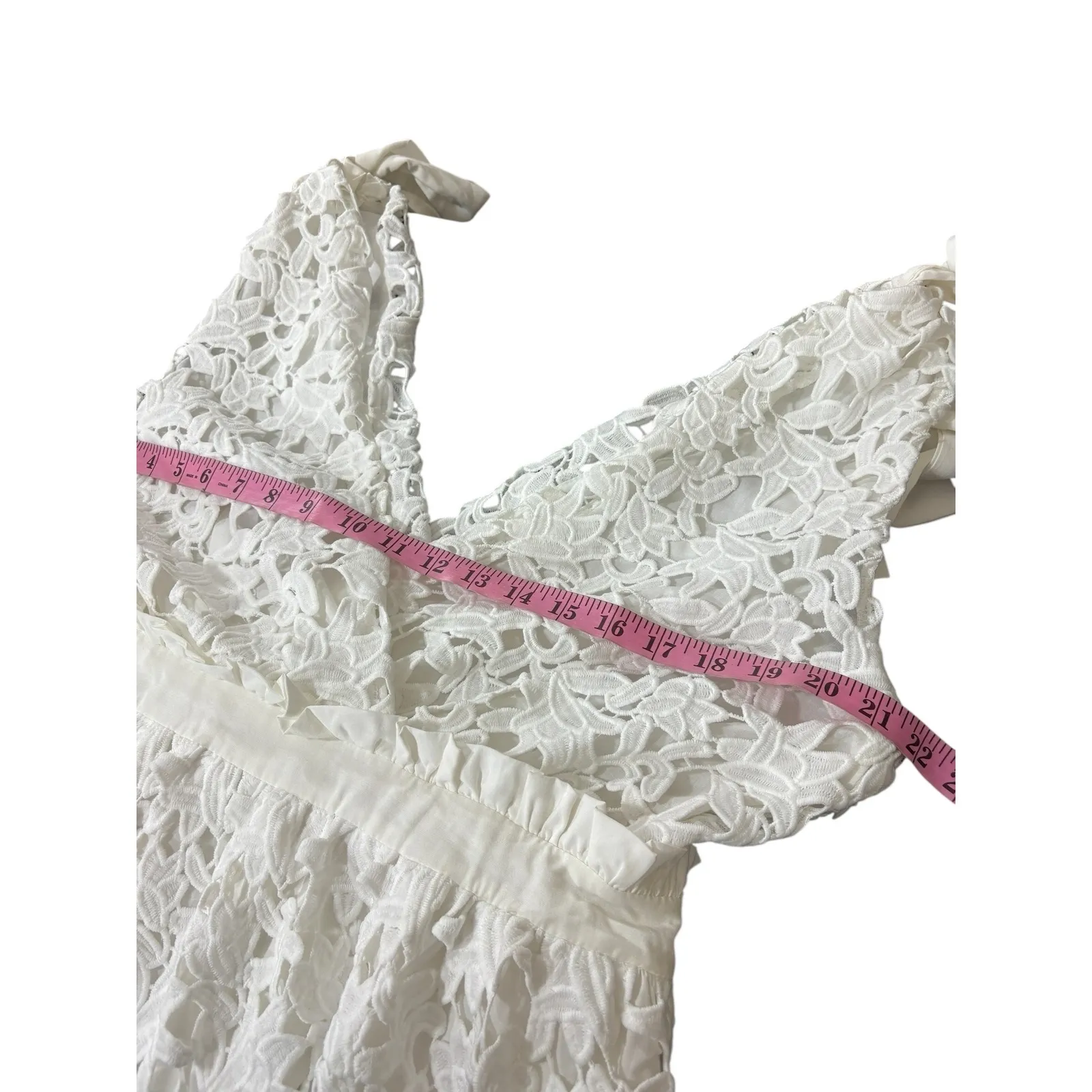 Endless Rose White Lace Tiered Ruffle V Neck Maxi Dress Size L - Image 7