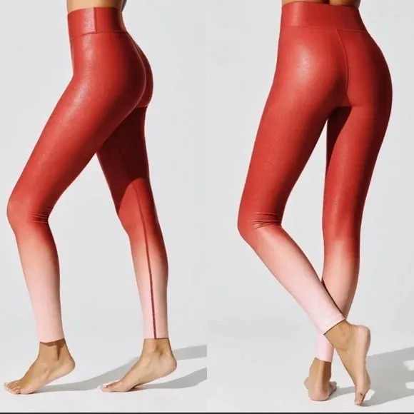 Carbon 38 Red Ombré Workout Leggings Medium - Image 2