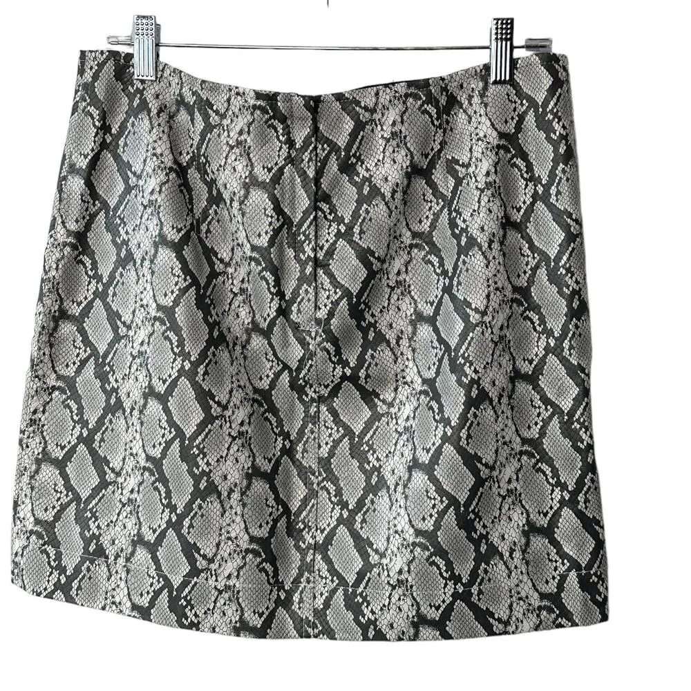 Monki Faux Leather Gray Snake Print Mini Skirt Women's Size 42 US 6 - Image 6