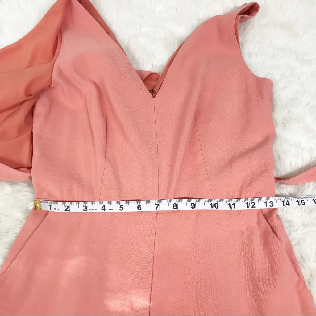 1. STATE Sleeveless‎ Wrap Front Jumpsuit V-Neck Tapered Leg Pink Peach Size 2 - Image 11