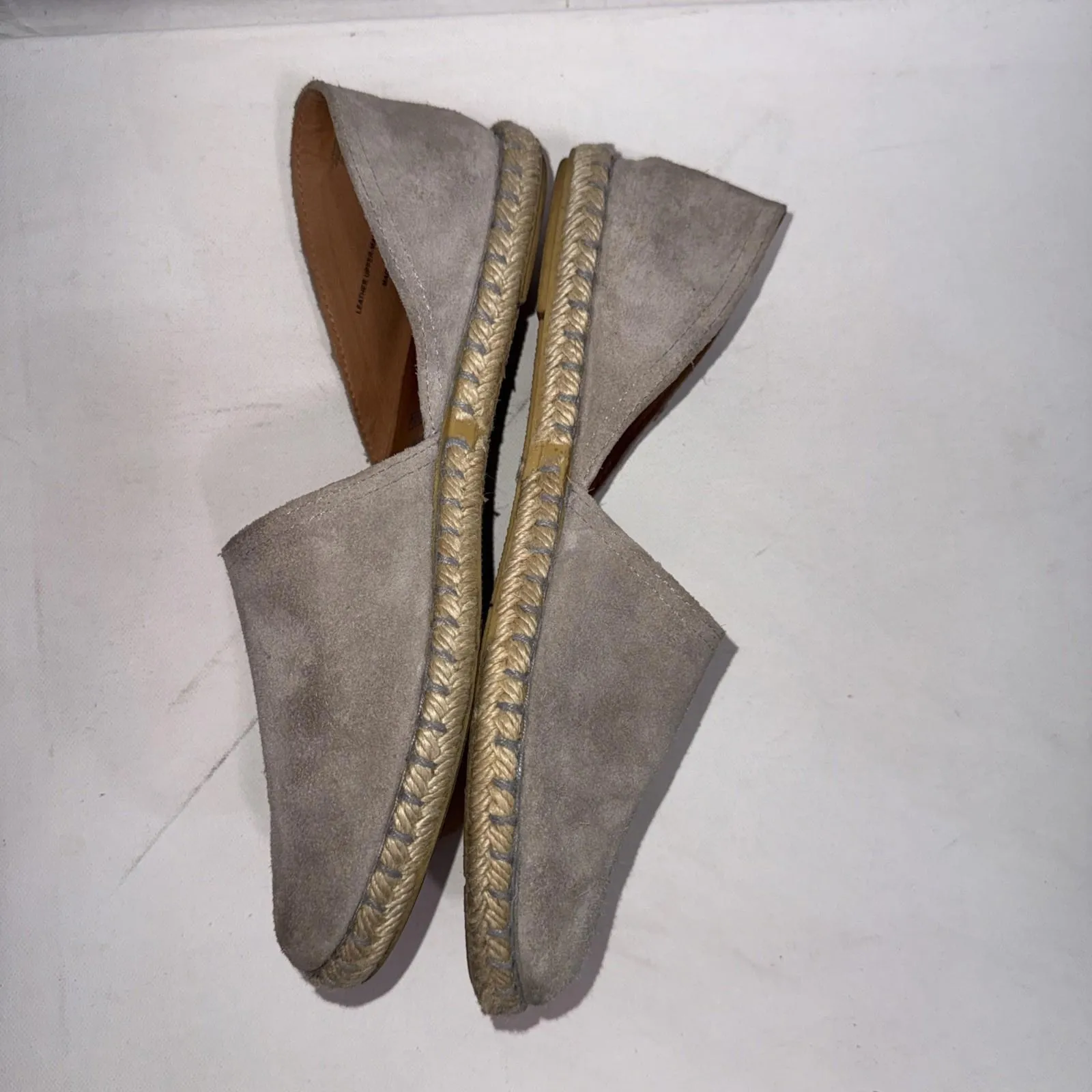 Verbenas Espadrilles Suede Leather Closed Toe Minimalist Luxury Shoes Size 40 Gray - Image 3