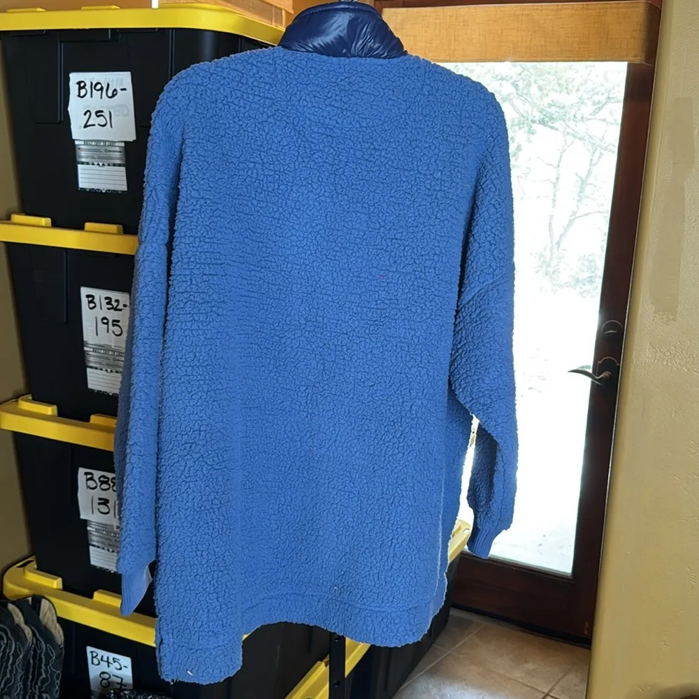 NWT Aerie Dream Sherpa Quarter Zip Sweatshirt Marbled Blue Size XL - Image 14