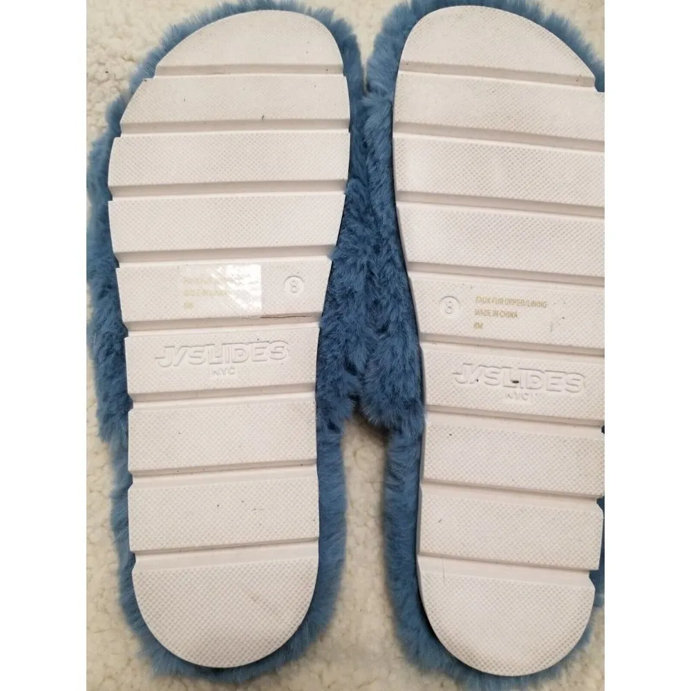 J/Slides Urban Sport Womens Slippers BABEE Blue Faux Fur Slide Size 8 M - Image 3