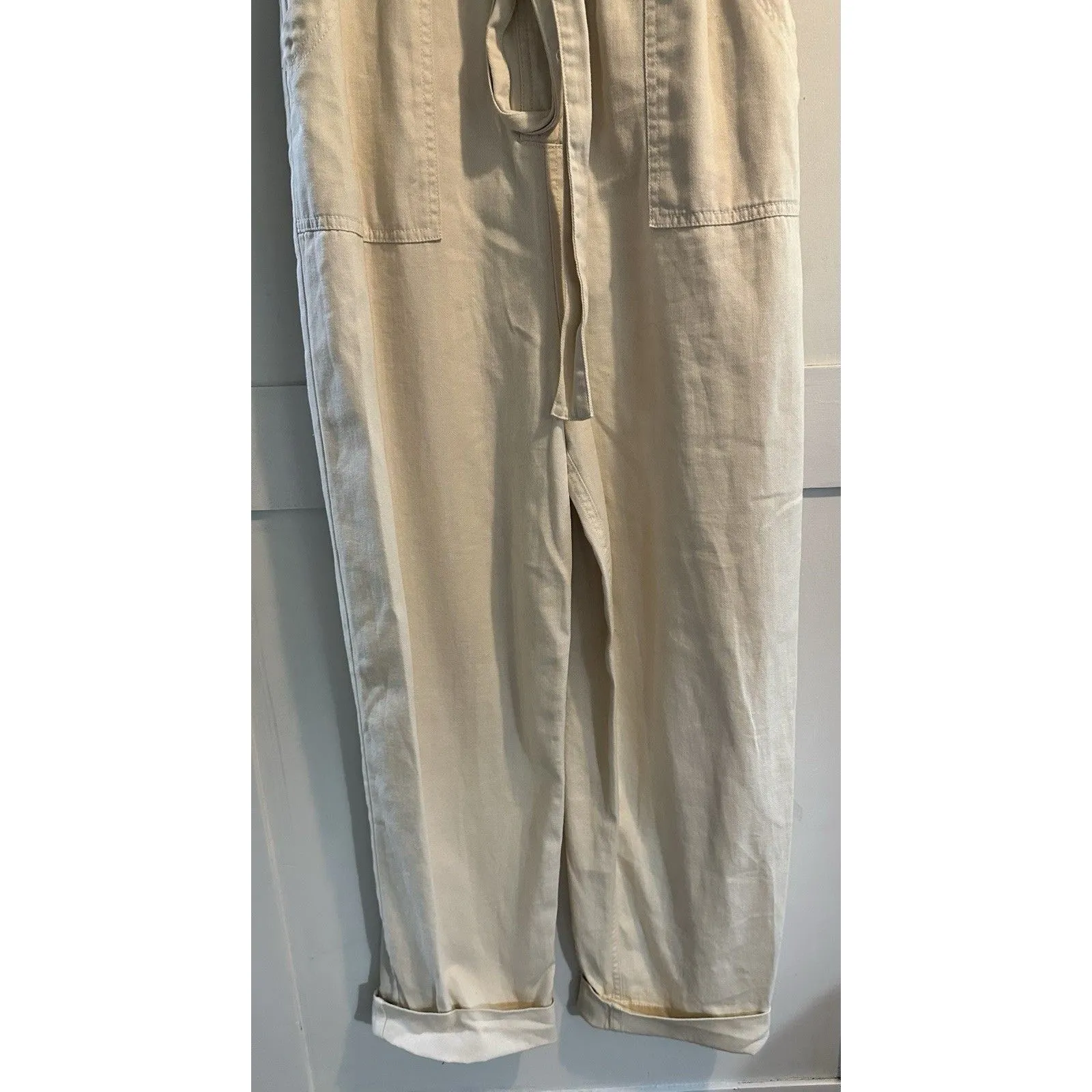 Universal Threads Short Sleeve Ivory Jumpsuit Boiler-suit Elastic Waist Size 2 - Image 4