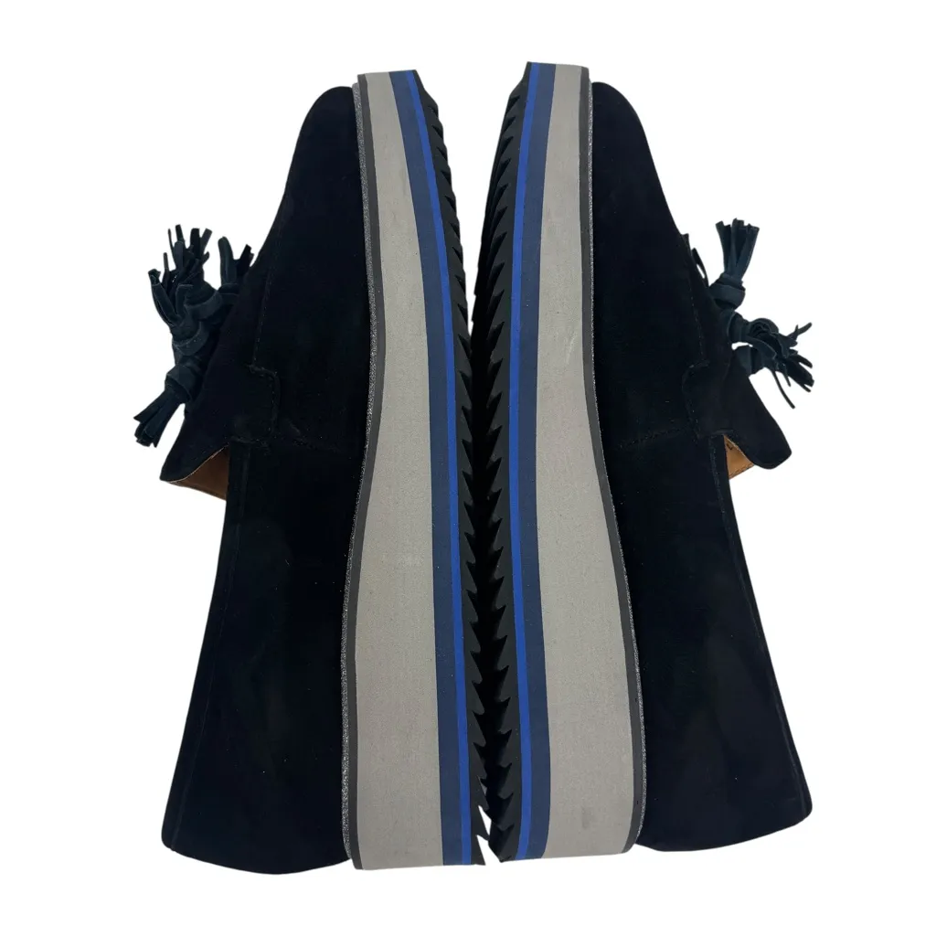 Johnston & Murphy Black Gracelyn Tassel Suede Platform Wedge Loafers 8 - Image 7