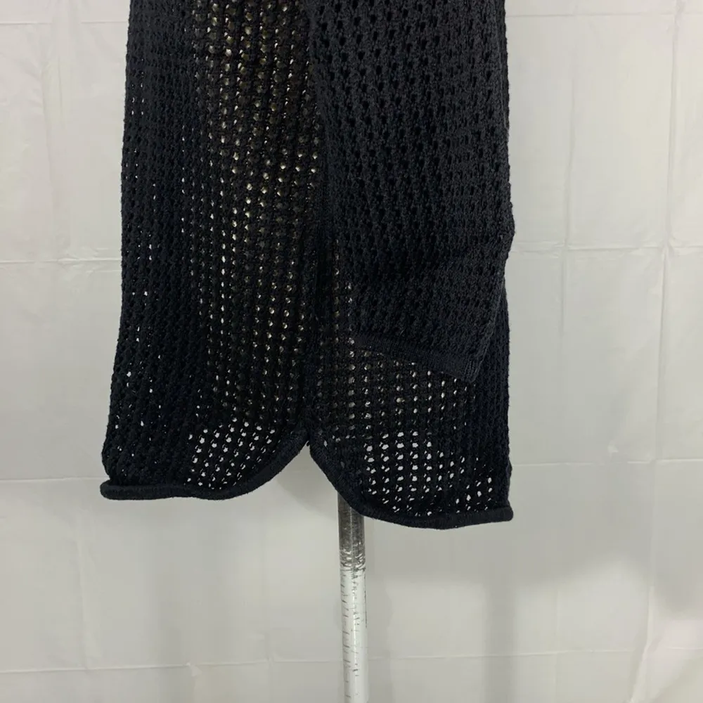 Jeanne Pierre Crew Neck Black Open Knit 3/4 Sleeve Sweater Size XL - Image 6