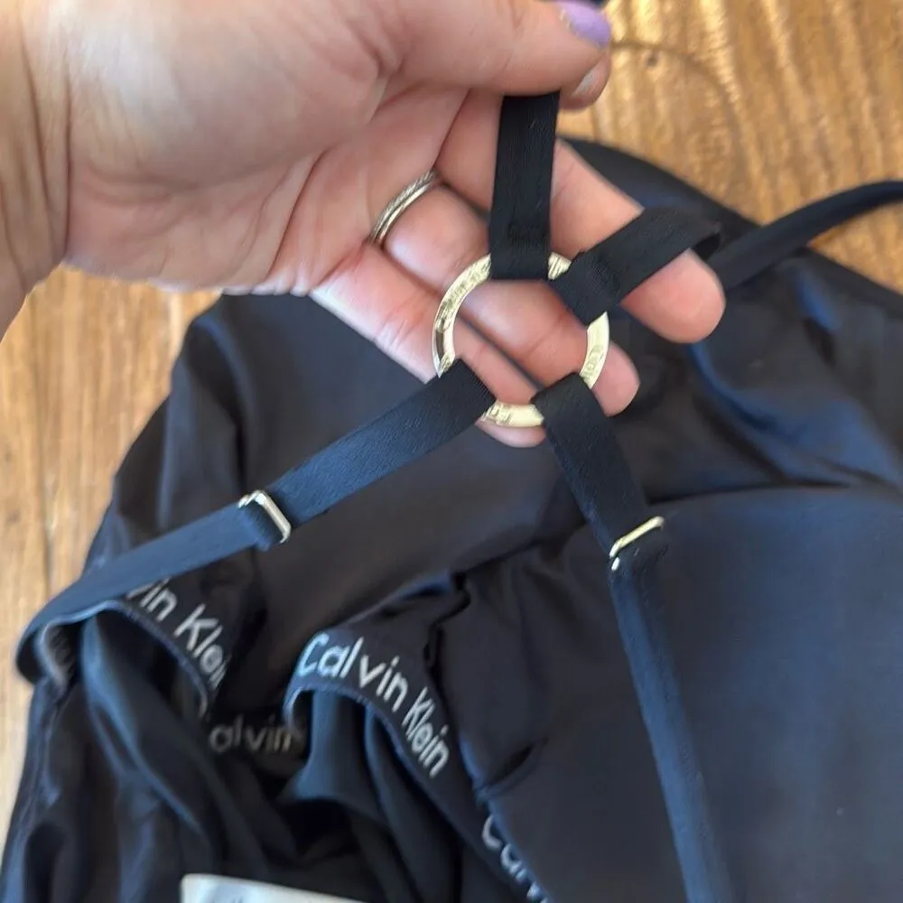 Calvin Klein  black mesh high neck cross back one piece suit 8 - Image 6