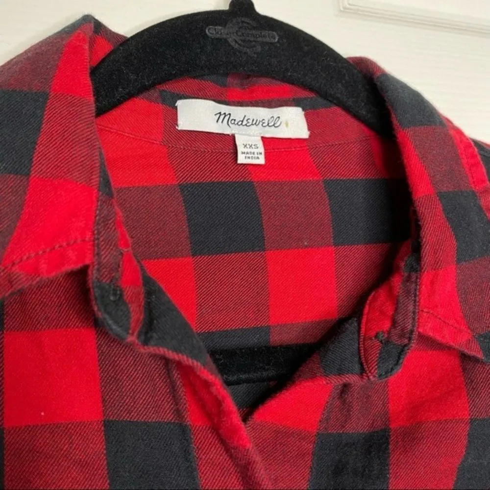 Madewell Flannel Tie-Front Shirt in Buffalo Check - Image 4