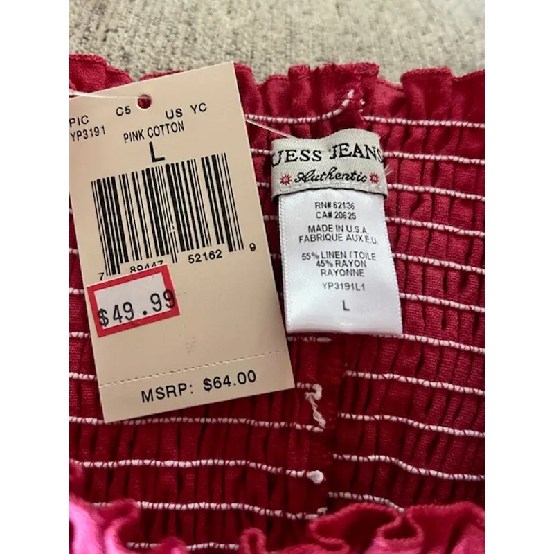 Vintage Y2K Guess Jeans Pink Ombre Smocked Sundress Size L NWT Size L - Image 4