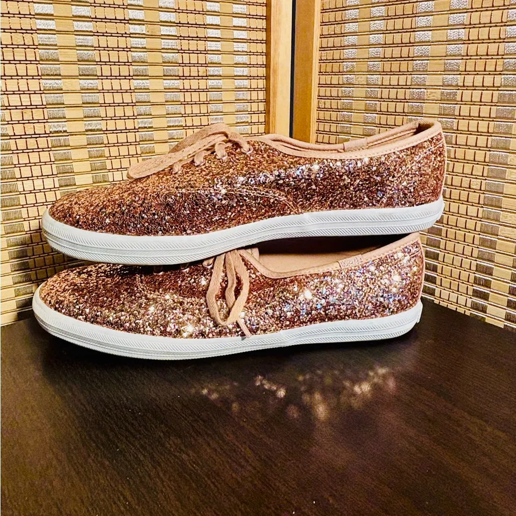 Keds Champion Glitter Celebrations Rose Gold Sneakers lace up shoes - Image 6