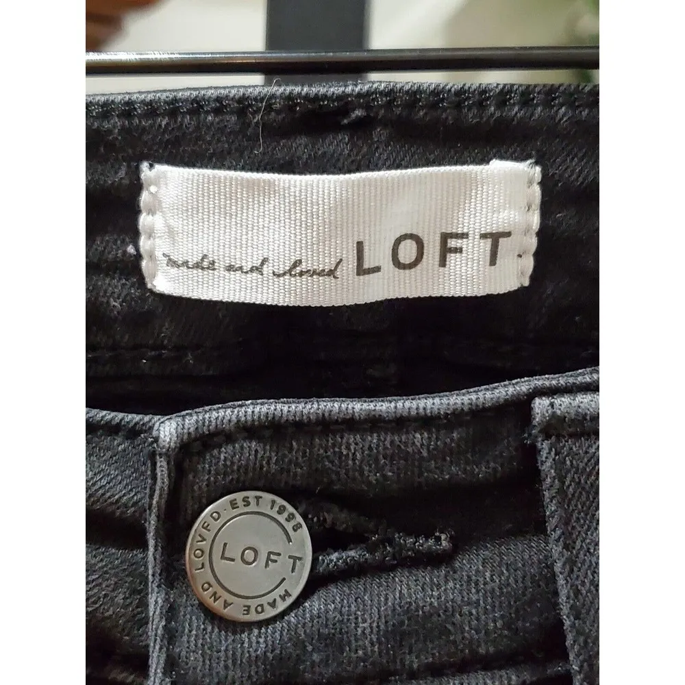 Loft Women's Black Denim Cotton Button Front Skinny Fit Casual Jeans Pant 28 - Image 4