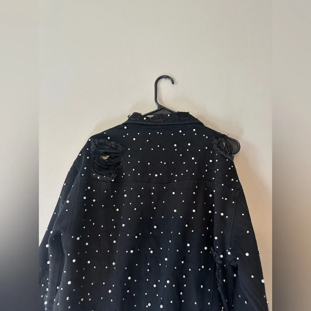 Missguided Carli Bybel Distressed Black Jean Jacket - Image 11