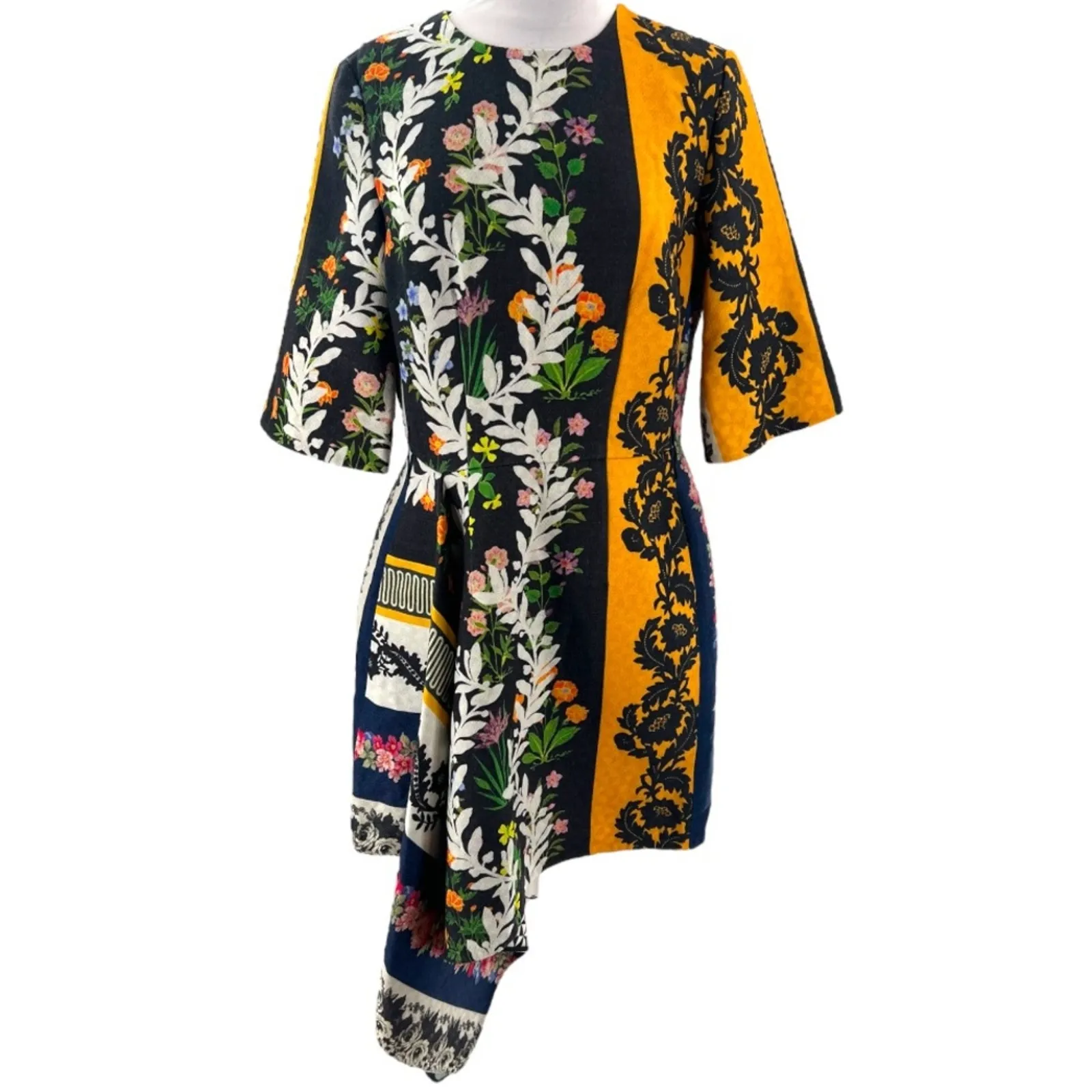 OSCAR DE LA RENTA Floral wool runway day dress tunic sz 8 floral multi color - Image 3