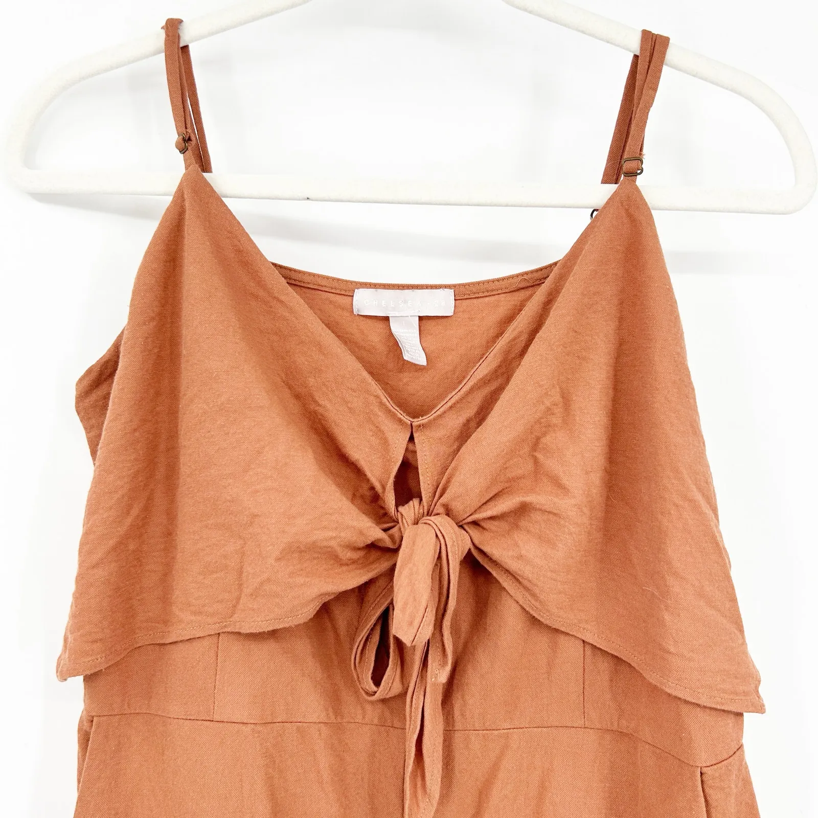 Chealsea28 Summer Sleeveless Tie Front‎ Wide Leg Jumpsuit Size L Burnt Orange - Image 5