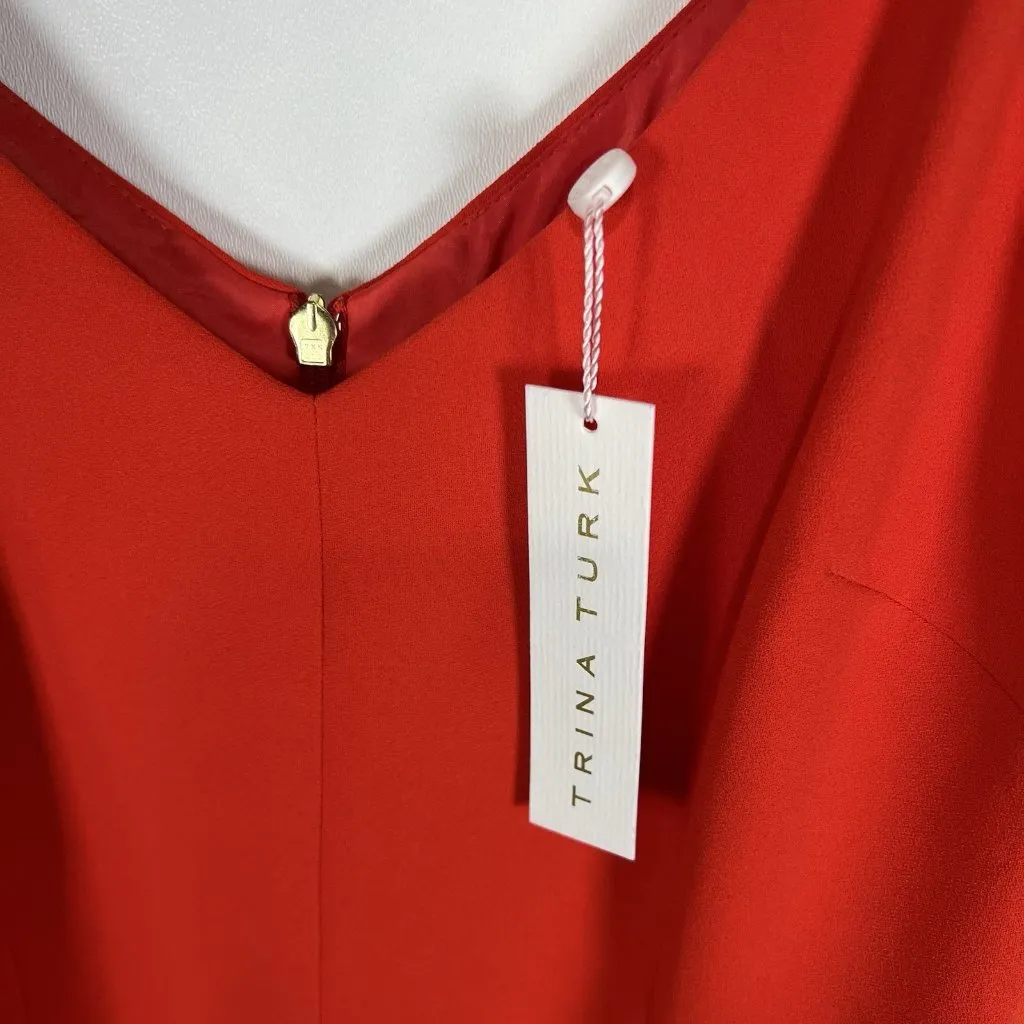 TRINA TURK Cropped Red Jumpsuit With Belt Women’s‎ Size 6 New With Tags Designer - Image 8