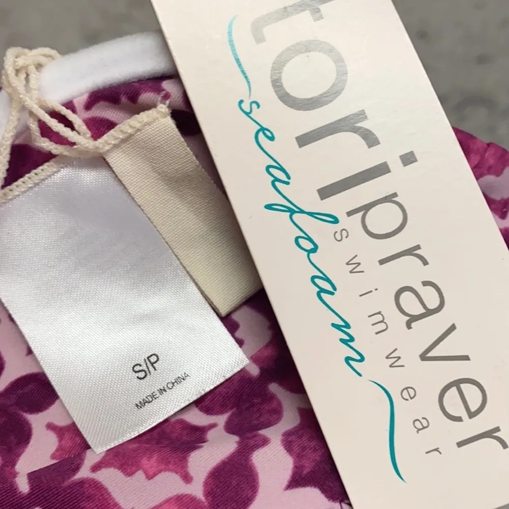 Tori Praver Bikini Swimsuit Swimwear Eggplant Smocked XS S New - Image 3