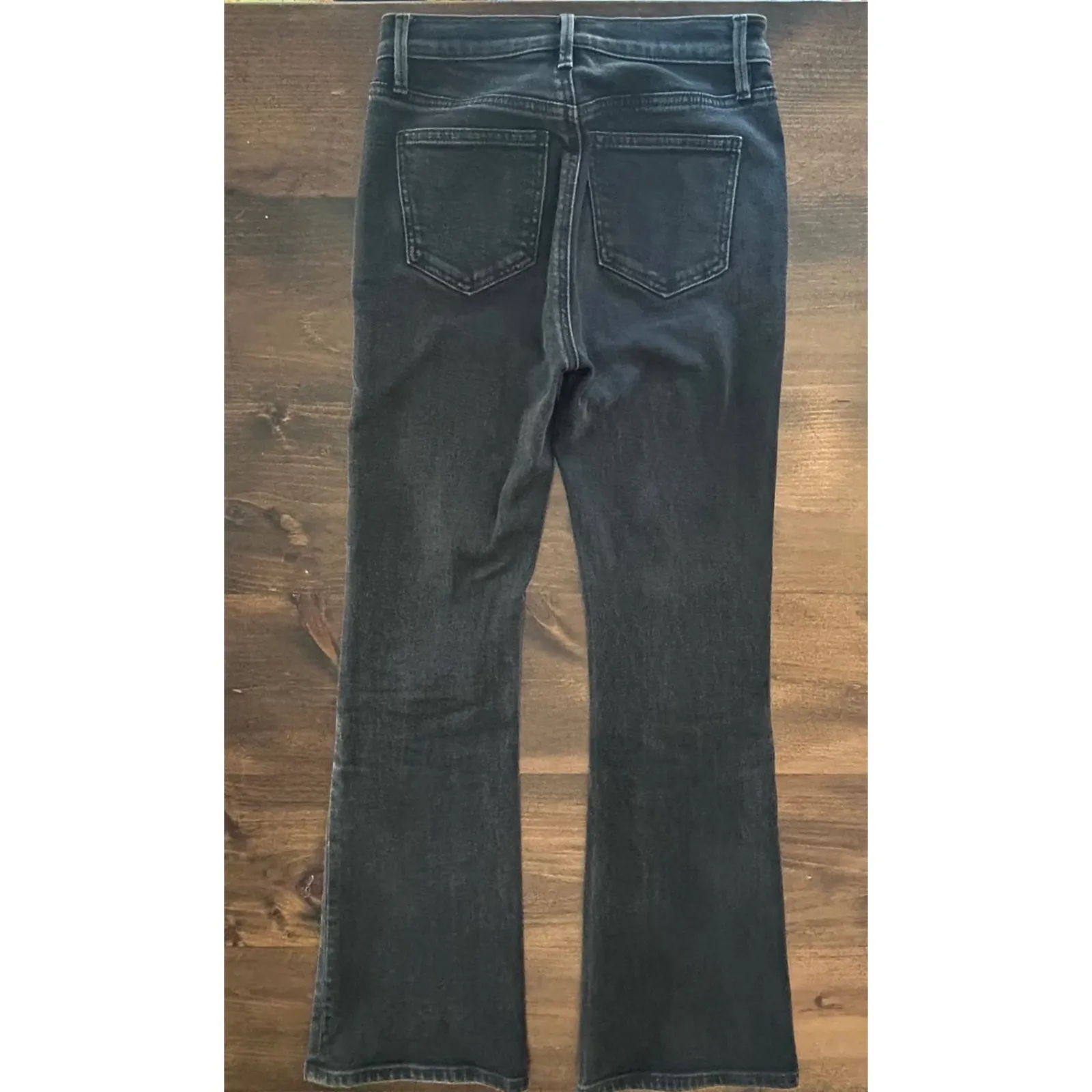 Ann Taylor Women Black Wash High Waist Wide Leg Sailor Jeans Button Detail Comfy - Image 4