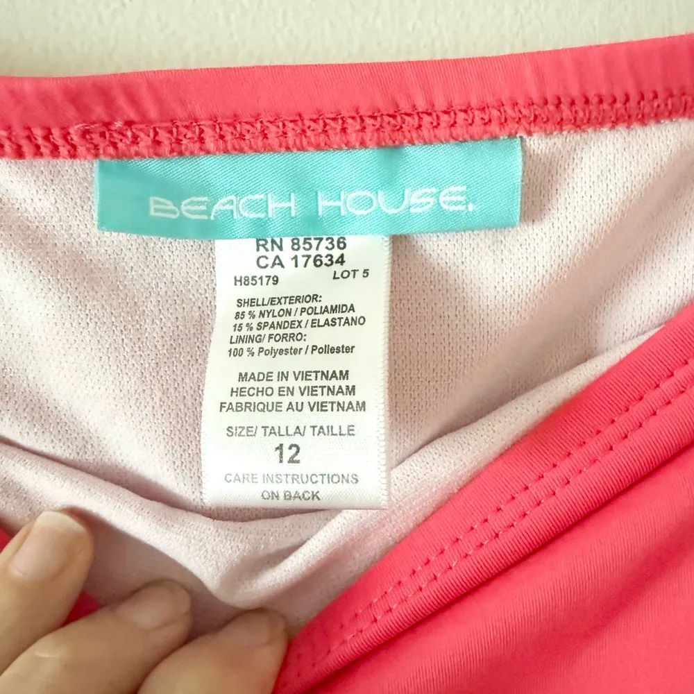 Beach House Two Piece Swimsuit with Tankini Top in Navy White and Pink Bottom 12 - Image 6