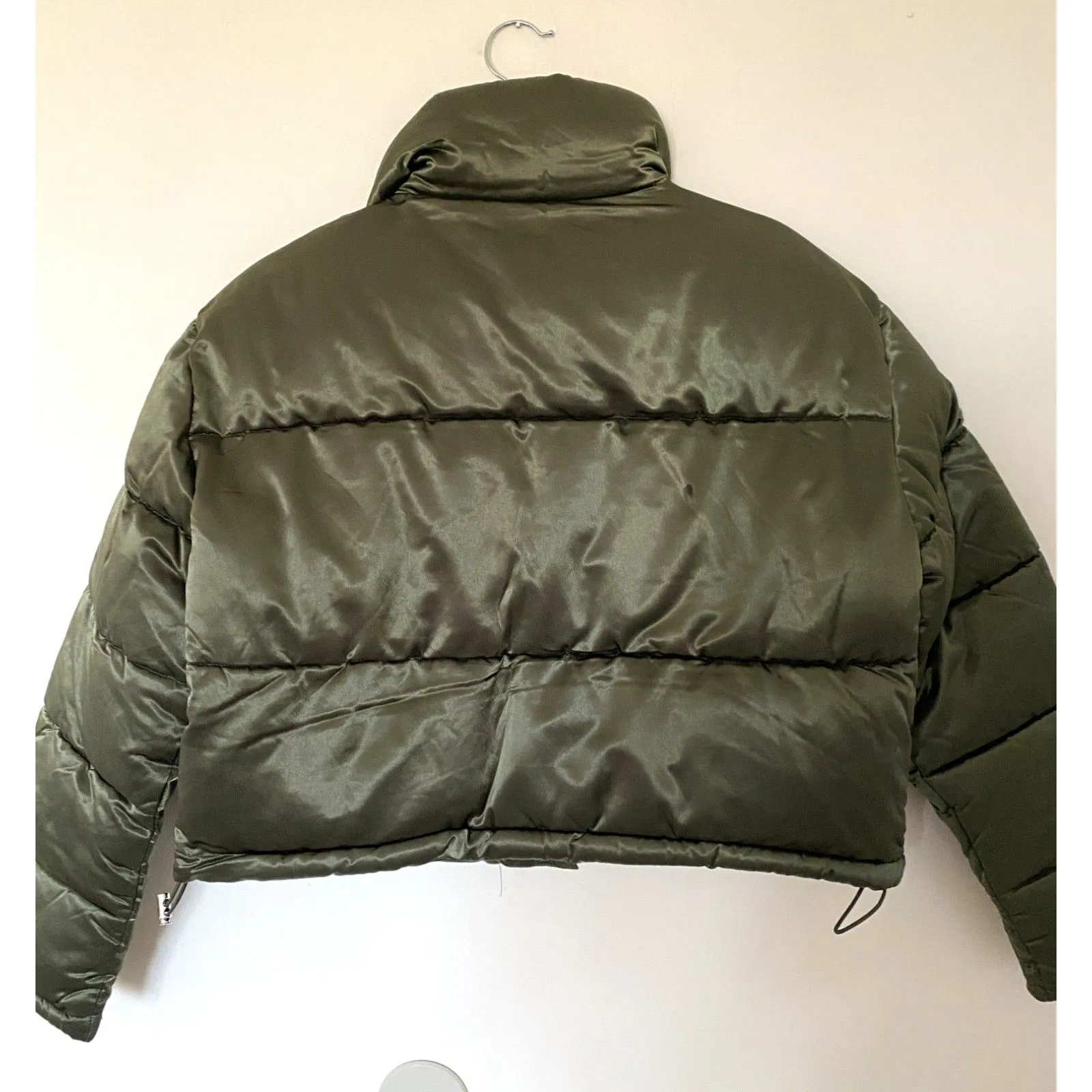 Seven For All Mankind Green Puffer Oversized Cropped Adjustable Waist Jacket L - Image 2