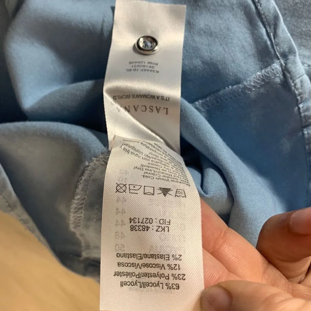 Lascana Lyocell Chambray Long Sleeve Button Down Size 10 Blue - Image 5