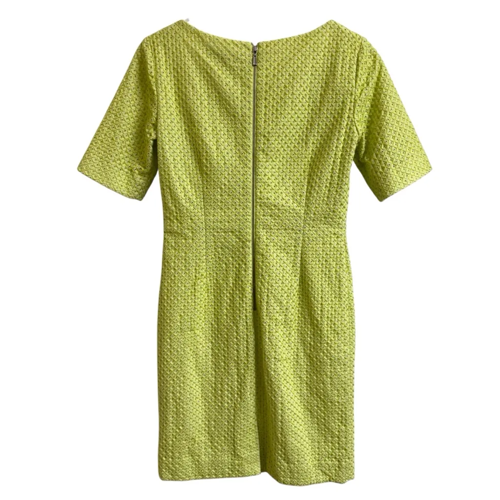 Antonio Melani Womens Size 0 Short Sleeve Sheath Dress Bright Yellow Embroidery - Image 2