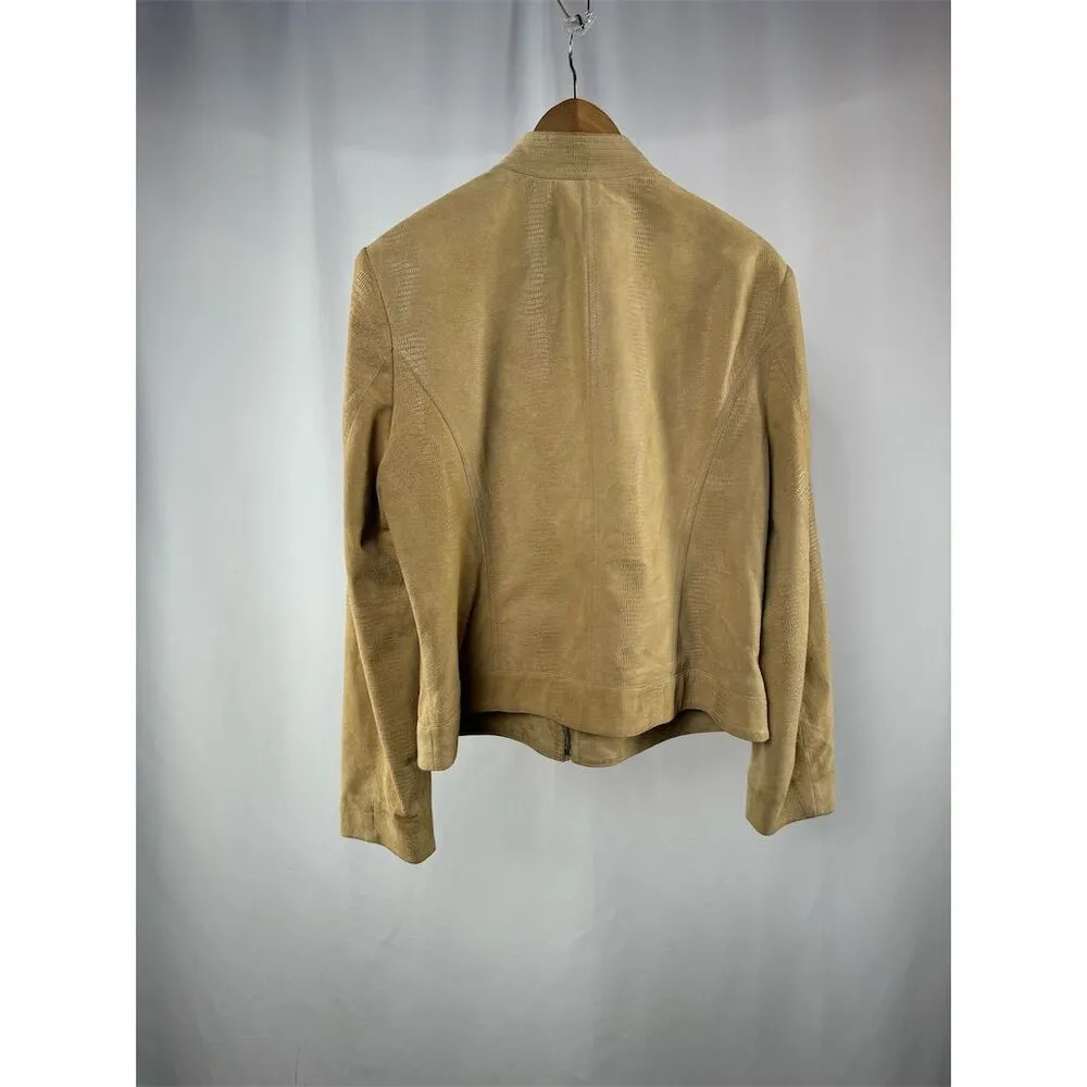 Valerie Stevens Leather Crocodile Texture Jacket in Tan Size Extra Large - Image 5