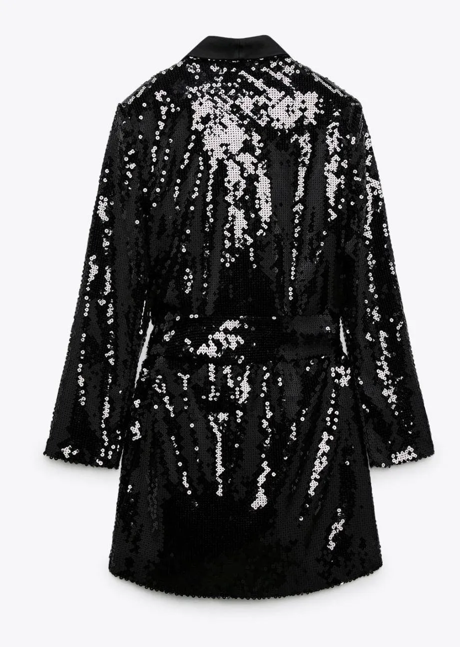 Black Sequin Dress - Image 2