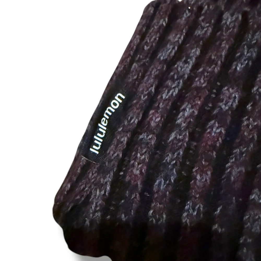 Lululemon Women's Textured Fleece-Lined Knit Beanie in Cassis/Black/Heather Grey - Image 2
