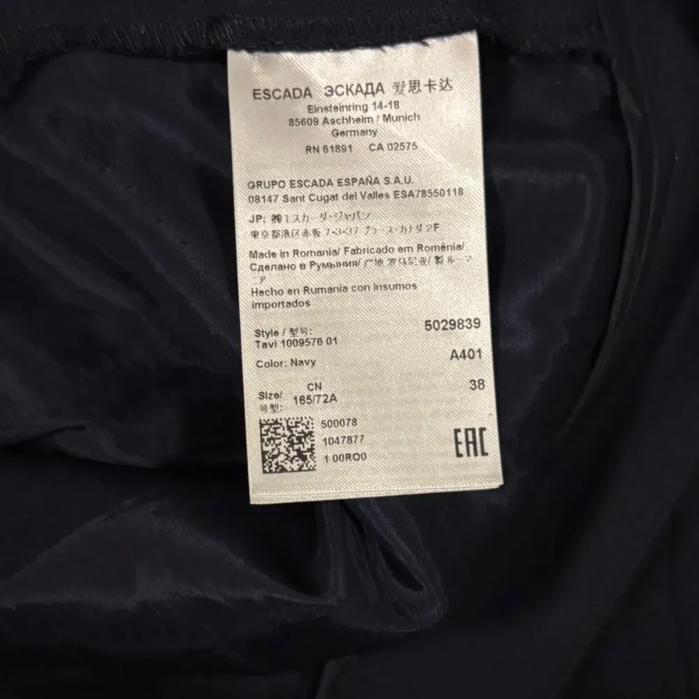 ESCADA Navy Blue Virgin Wool Dress Pants With White Contrast Size 38 Office Wear Size M - Image 7