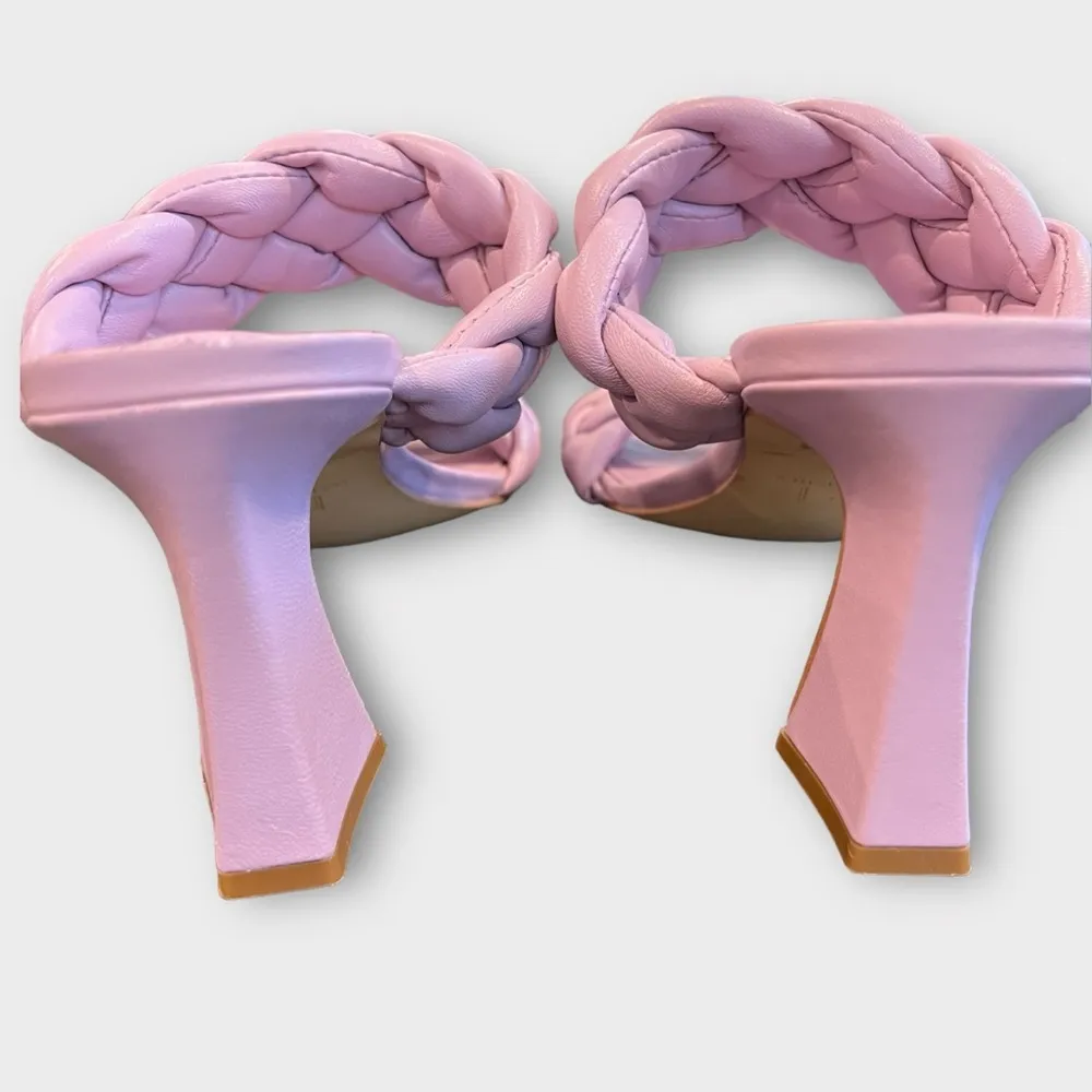 MARC FISHER Purple Hammy Toe Flare Slip On Leather Heeled Sandal size 8.5 - Image 4