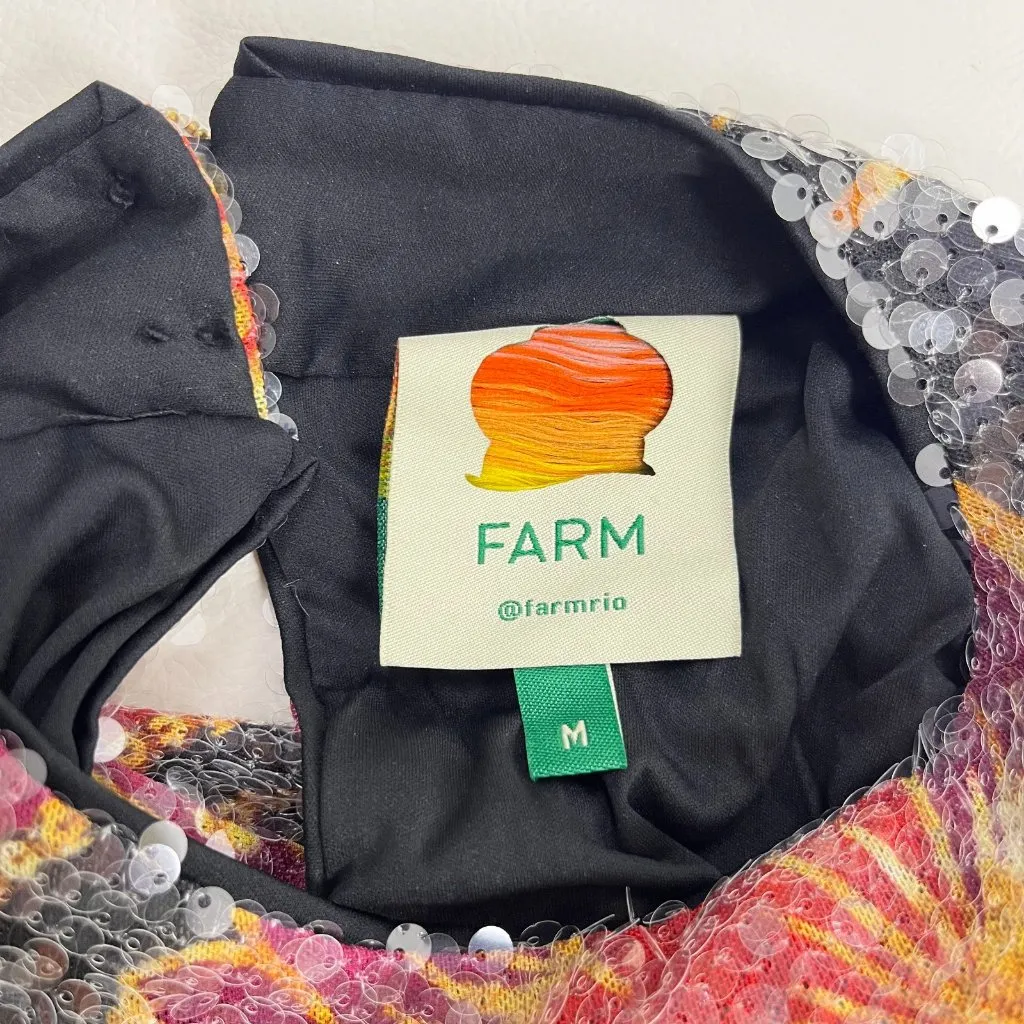 NWOT Farm Rio Shiny Chita Tulle Sequins Floral Multicolor Blouse Size M - Image 12