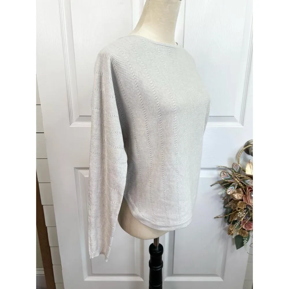 PREMISE Womens Size S Aluminum Heather Textured Knit Sweater Top Curved Hem Cozy - Image 6