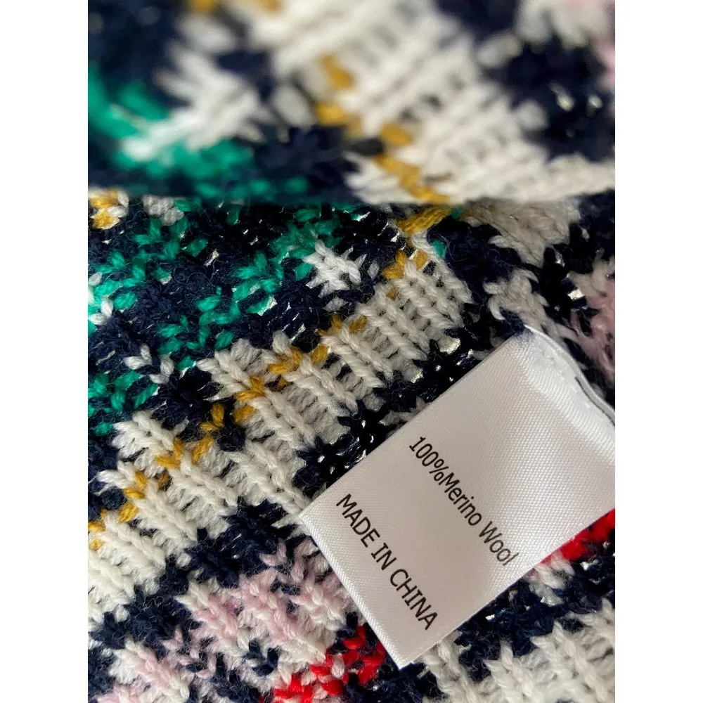 La Ligne Fair Isle Merino Wool Navy Blue Henley Crewneck Pullover Sweater Size L Size L - Image 7