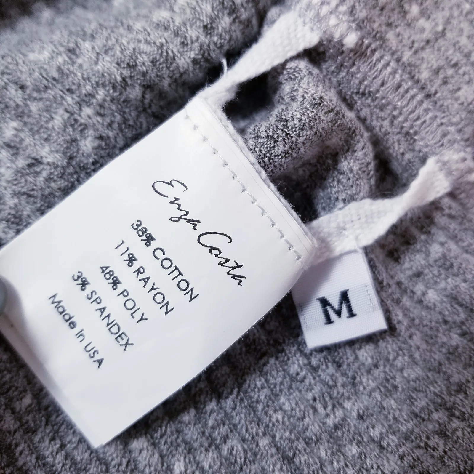 Enzo Costa Ribbed Knit Mini Dress Sleeveless Crewneck Gray Size M - Image 10