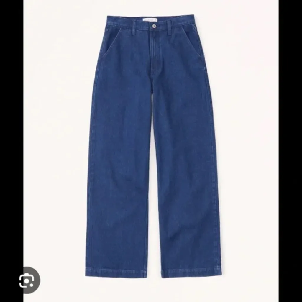 Abercrombie & Fitch Dark Wash Wide Leg Mid Rise Denim Jeans Size 18S NWT - Image 2