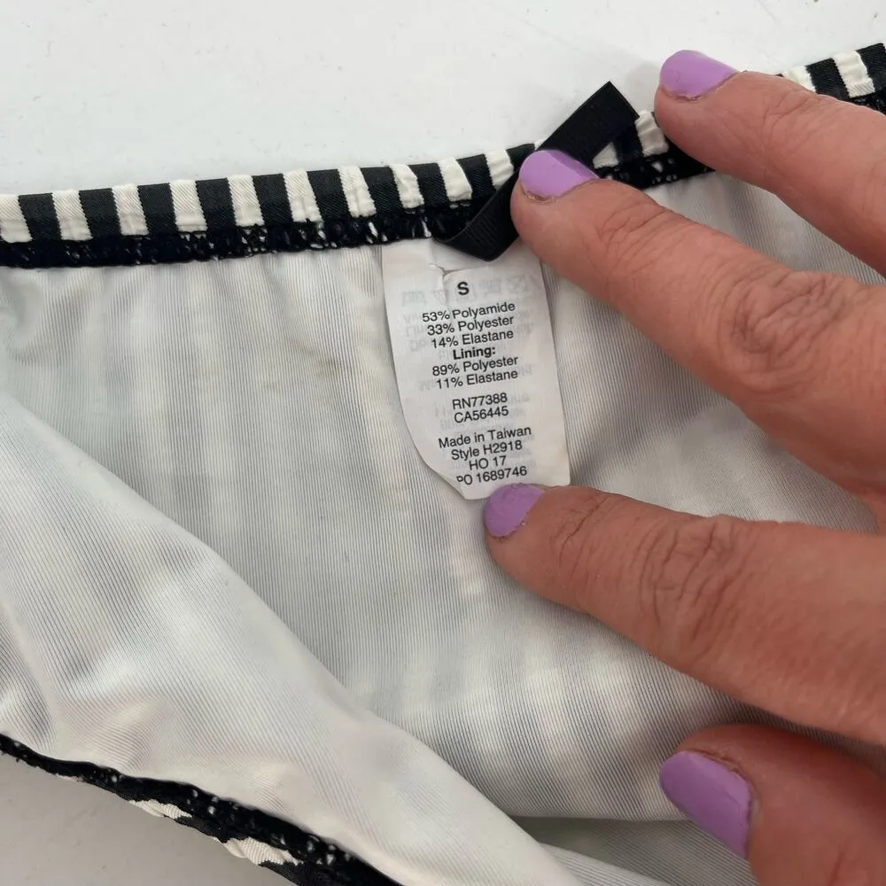 J. Crew Seersucker Striped Black White Bikini Tie Arm Shoulder Detail Small - Image 13