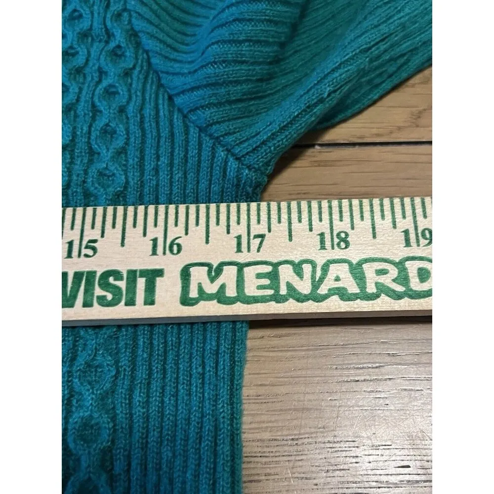 Laura Scott Sweater Women' Petite M Cable Knit Henley Green Pullover Soft Career - Image 5