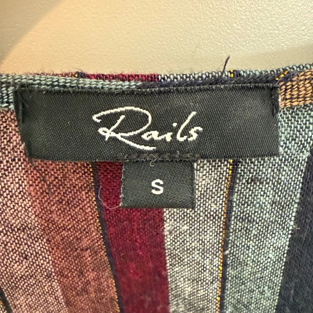 Rails Women Lola Varadero Stripe Wrap Dress Mini Size Small Side tie Metallic - Image 5