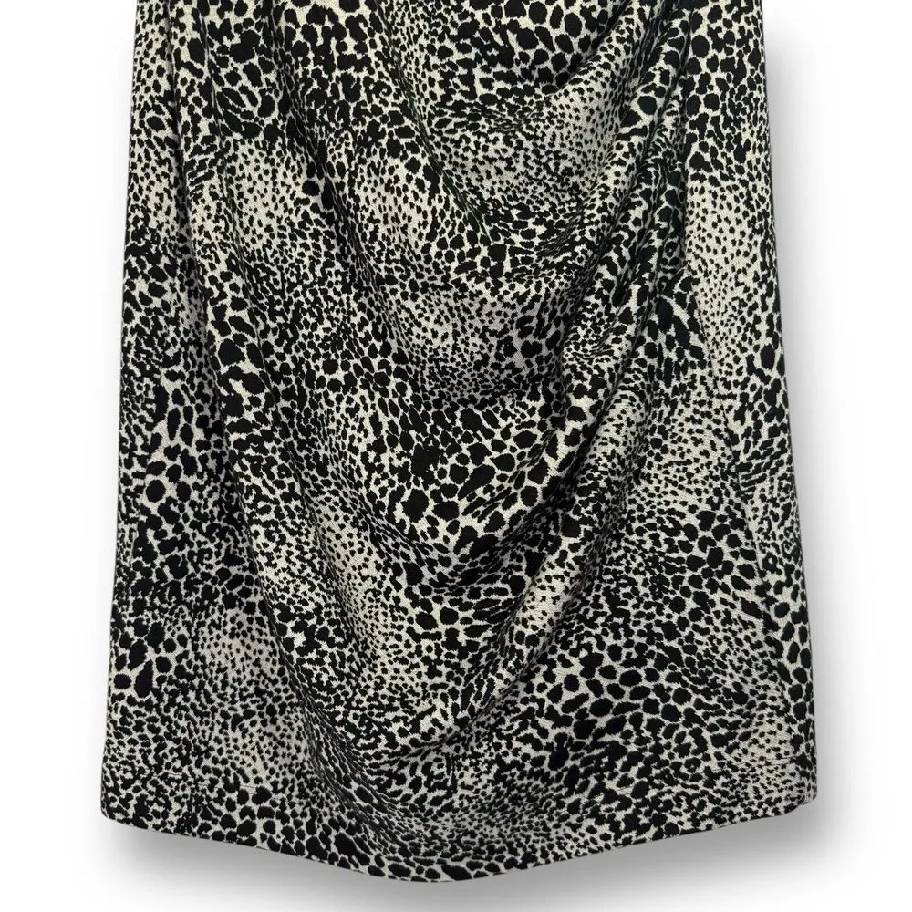 ANN TAYLOR Dress Sz 8 Leopard Cheetah Animal Print Stretch‎ Knit Sheath Pullover - Image 3
