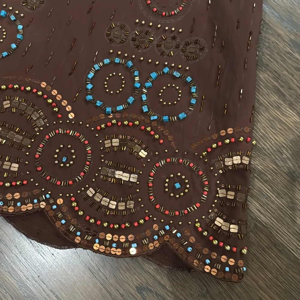 Basi and Maude embroidered embellished beaded brown western skirt size 6 - Image 5