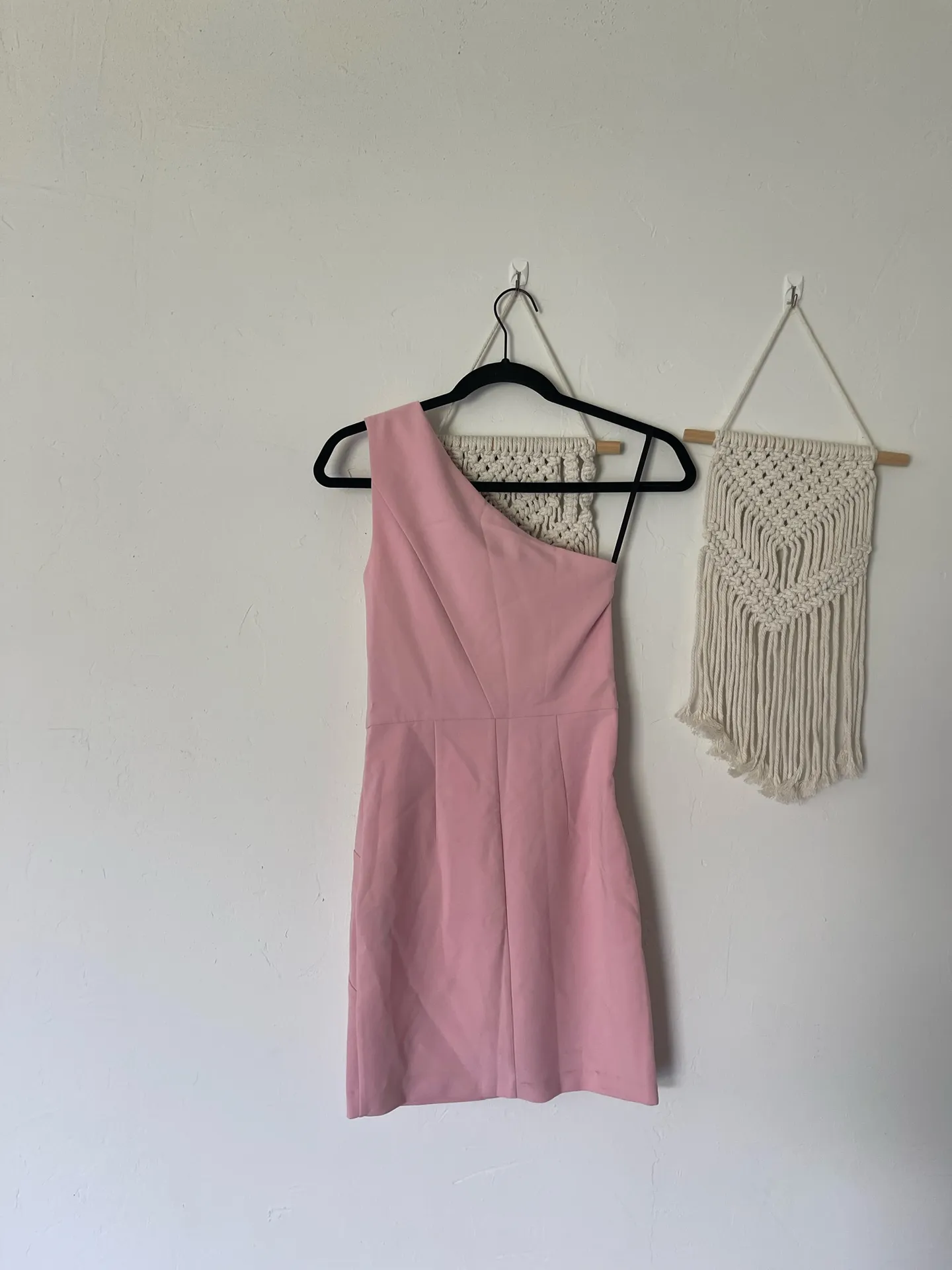 Michael Costello x Revolve Ava One Shoulder light pink Mini Dress - Image 4