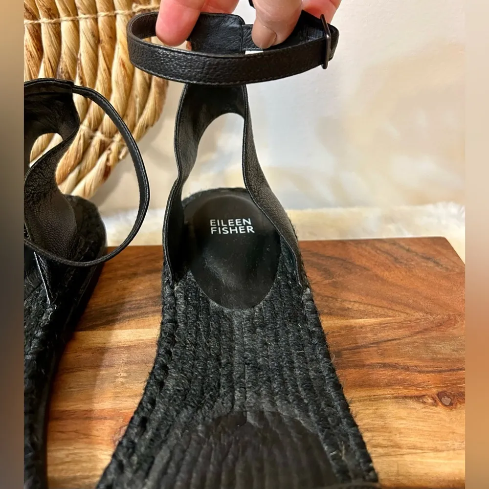 Mike Tumbled Leather Espadrille Sandals in Black Size 11 - Image 6