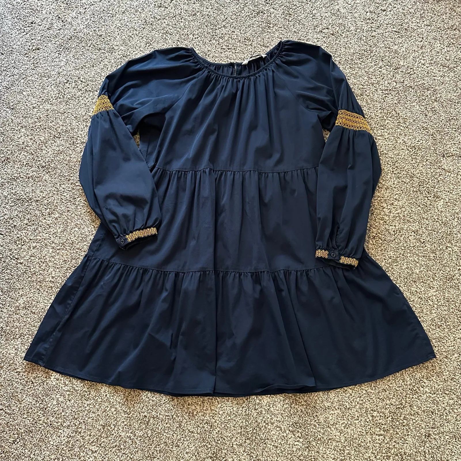 Elizabeth & James navy blue long sleeve peasant dress size L - Image 7