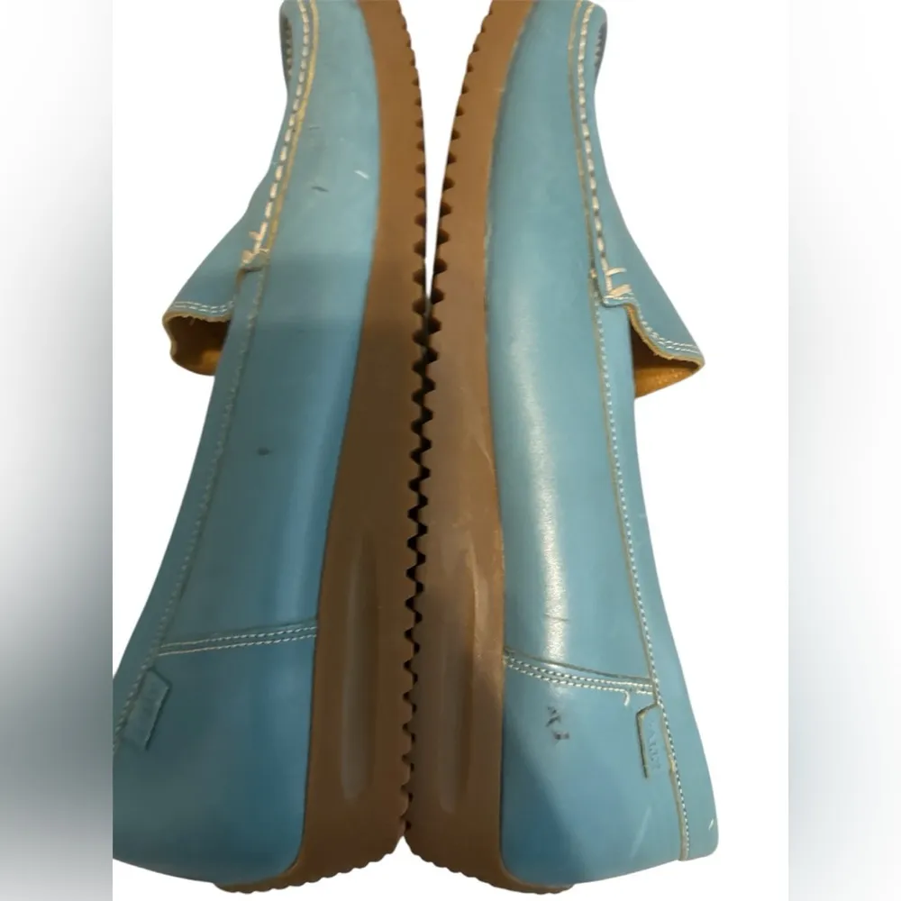 Bally dera Blue Leather Loafers shoes size 7.5 - Image 5