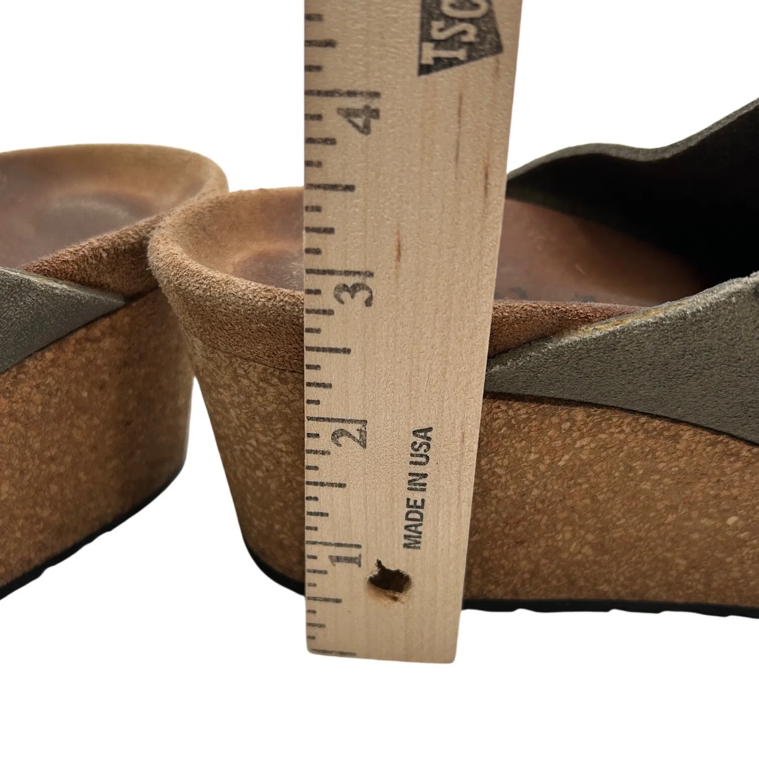 Papillio Birkenstock Namika Metallic Suede Leather Wedge Slide Sandals Size 41 - Image 4