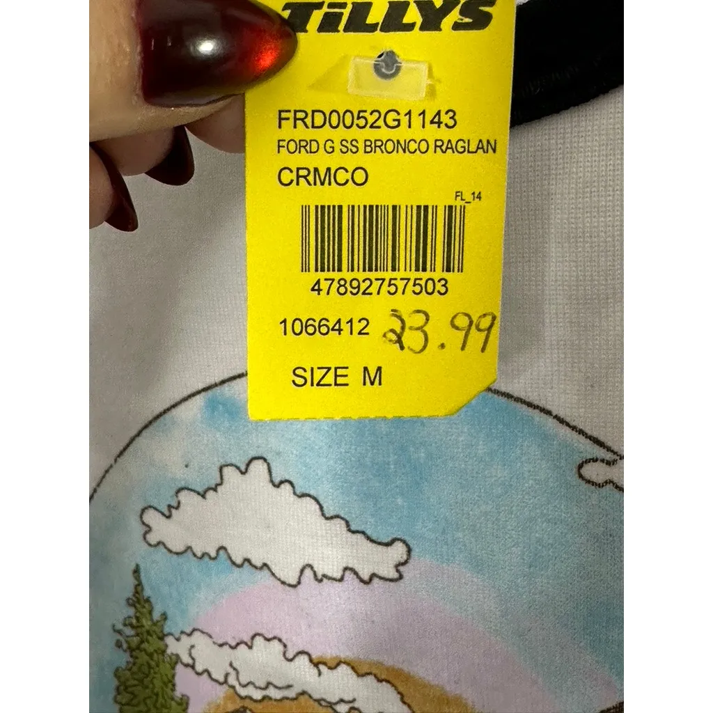 Tilly's Ford Bronco Cropped Black & White Raglan Graphic T - Image 4