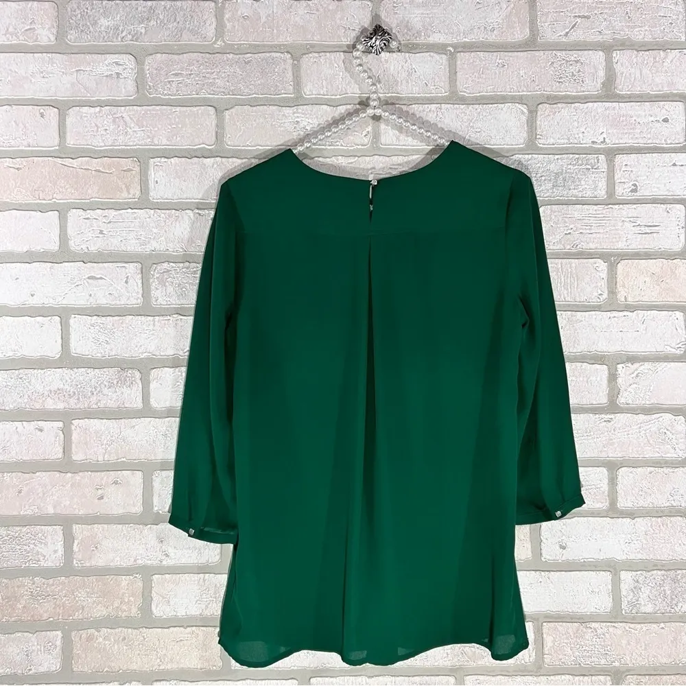 Anthropologie HD in Paris Dara Tee Laser Cut Blouse in Green Size 0 - Image 5