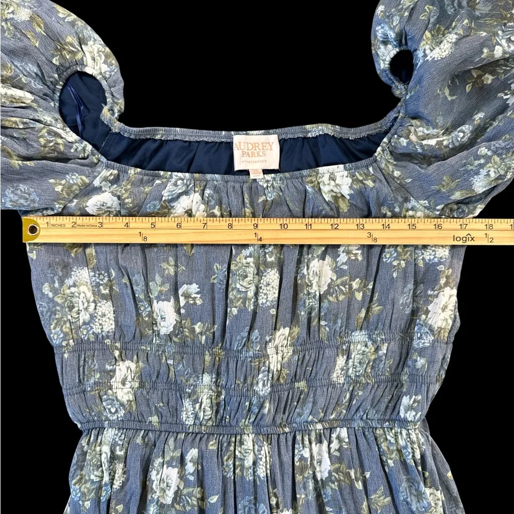 Francesca's Collections Blue Floral Maxi Dress‎ White Size XL - Image 4